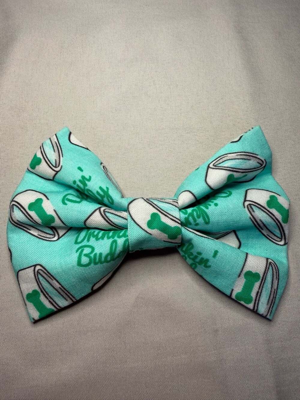 “Drinkin buddies” Dog Bowtie (collar NOT included) - Mint Green.